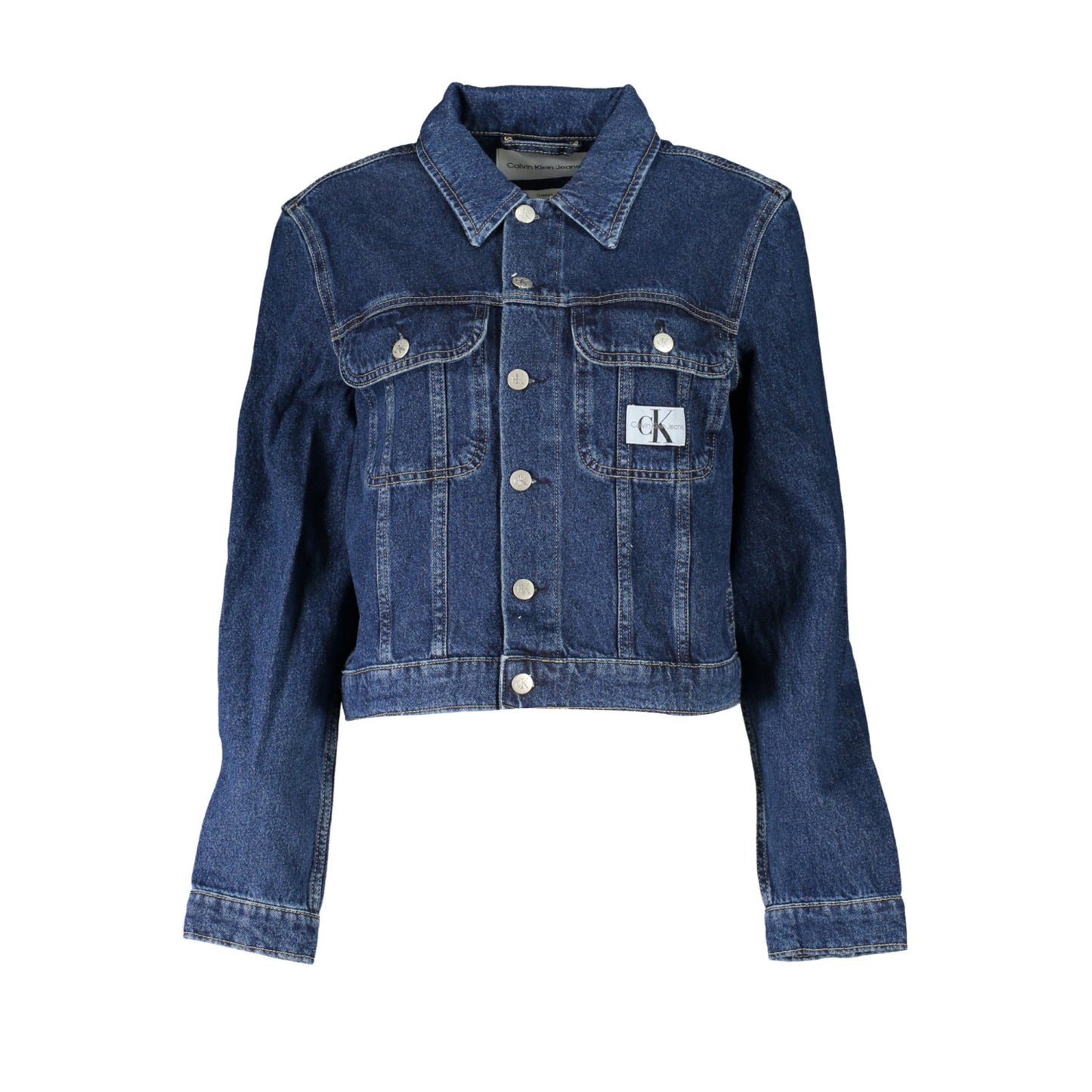 Calvin Klein Women's Blue Cropped 90s Denim Jacket