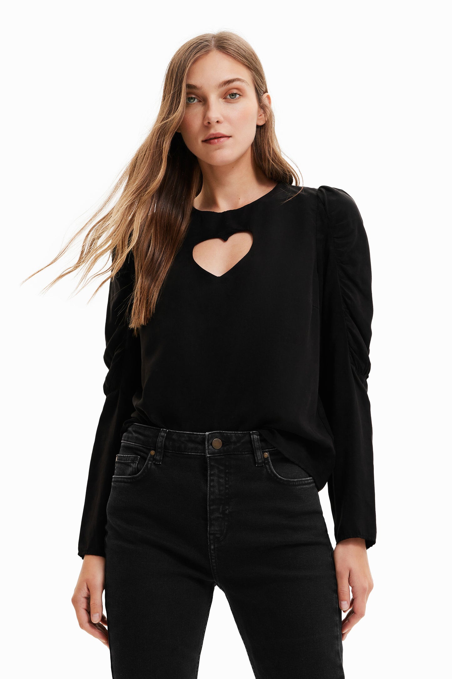 DESIGUAL LONG SLEEVE SHIRT WOMAN BLACK