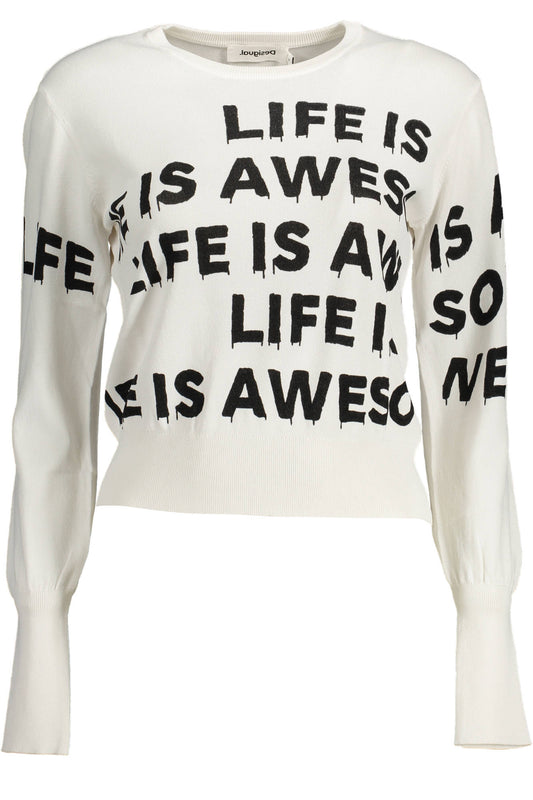 DESIGUAL WOMEN'S WHITE SWEATER