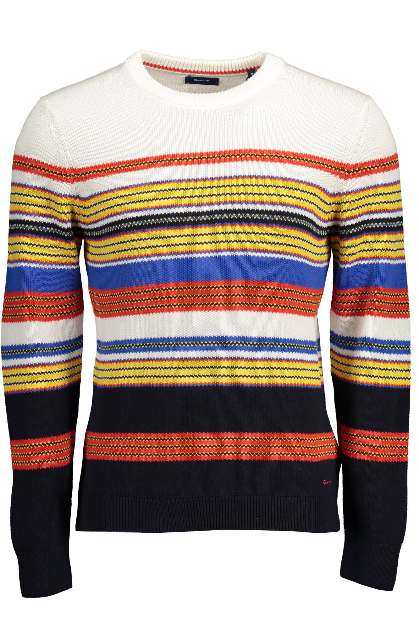 GANT Men's Multi Colored Striped C-Neck Sweater